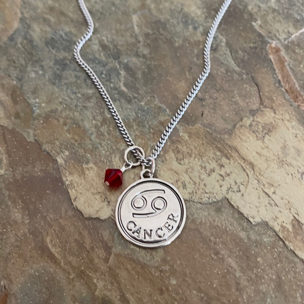 NWT Cancer Coin Necklace With Ruby Crystal